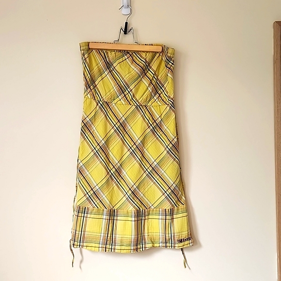 Yellow Plaid Billabong Dress 100% Cotton Size M - Picture 1 of 5